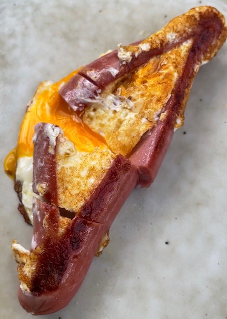 Breakfast BBQ Egg Hotdog