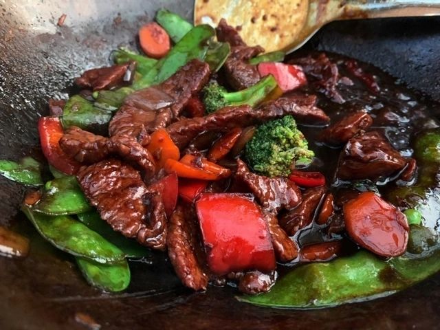 Beef Stir Fry Cooked Outdoors On The Ziggy BBQ