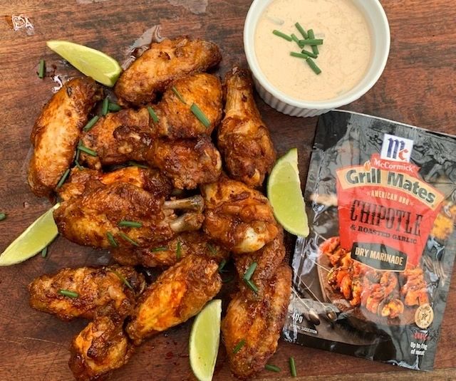 Chipotle Chicken Wings Served with Dipping Sauce