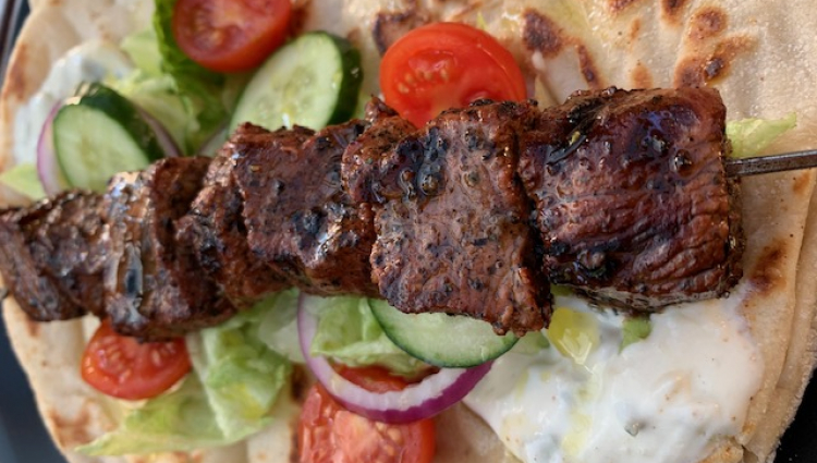 Grilled Lamb Souvlaki with Wasabi Tzatziki